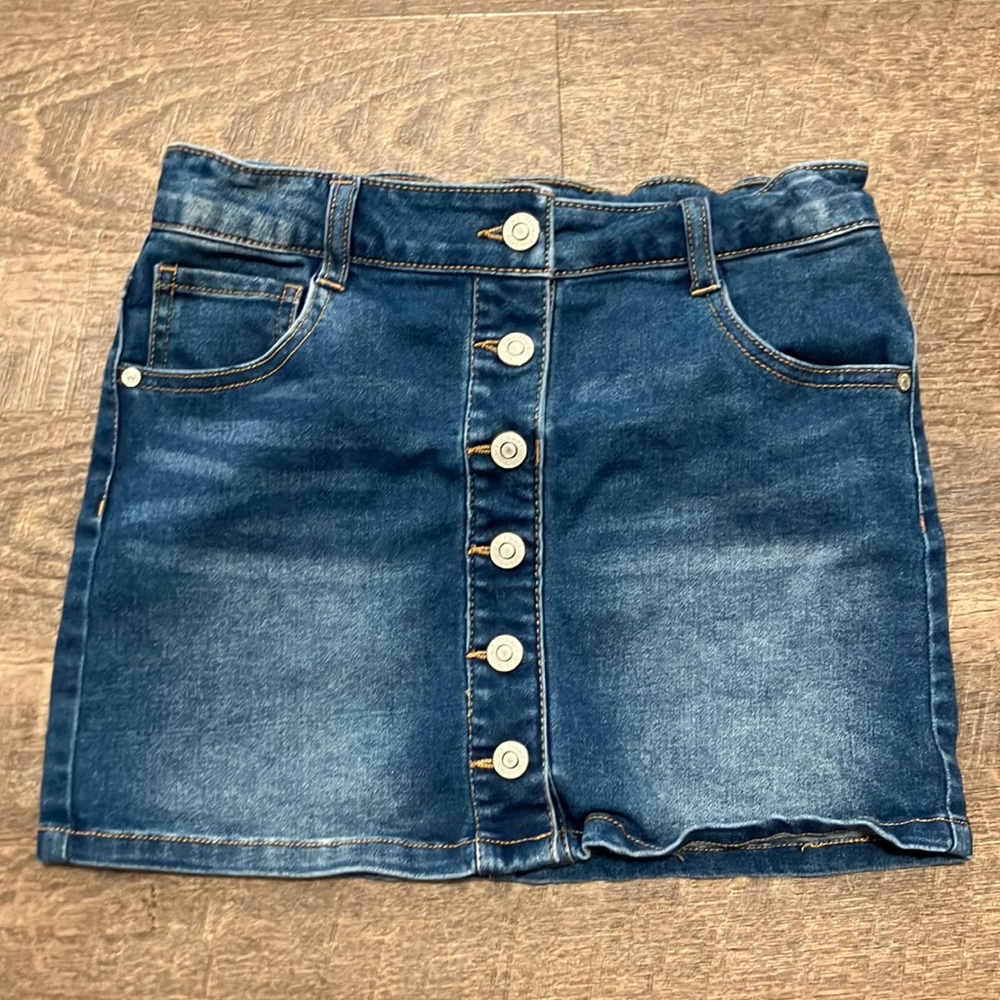 Girls Button Down Denim Skirt